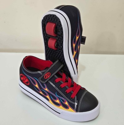  HEELYS Snazzy Flames Kinder Radschuhe UK 2, EUR 34 HE100965 innen 1 Tag getragen