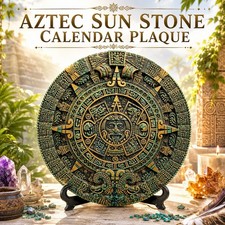 Vintage Aztec Mayan Sun Stone Calendar Wall Plaque Sculpture Decor