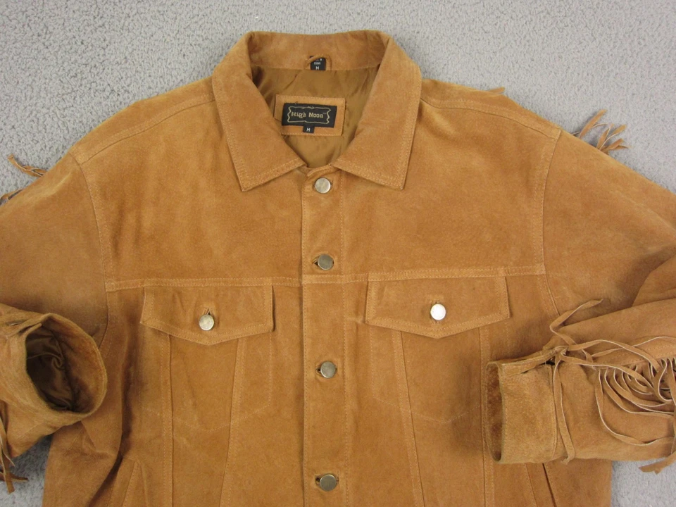 Chaqueta de Cuero Vintage Alto Mediodía Para Hombre Grande Marrón Flecos Occidentales Vaquero Rodeo Foto 2 de 4