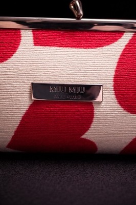 Miu Miu Heart Print Clutch Pouch w/ Box & Crossbody Chain | eBay