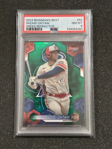 2023 Bowman's Best Shohei Ohtani #62 Green Refractor /99 PSA 8 NM-MT