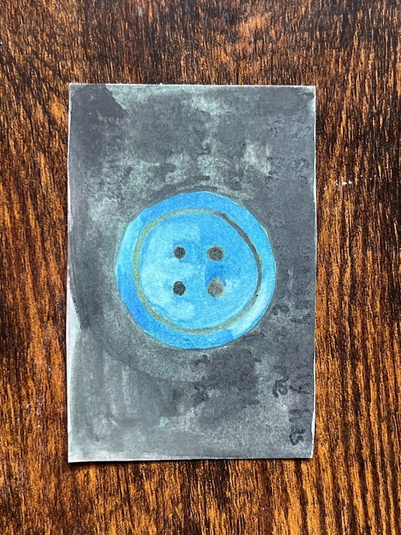 aceo original painting button, the button, 365 days of buttons, watercolor, aceo