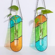 Stained Glass Plant Propagation Hanging 2 Pcs Propagation Station Planters for
