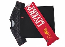 Liverpool FC Adult Black Training Top Size L (Fits M) & Red Scarf Excellent Cond