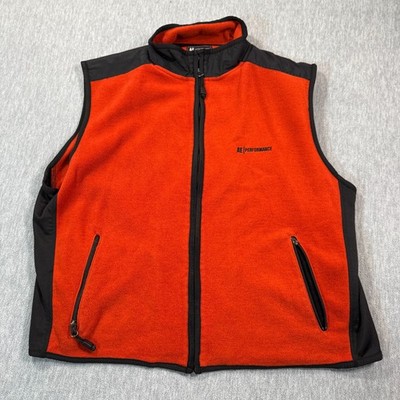 American Eagle Performance Men's Fleece Vest XXL Orange Black Full Zip Outdoor