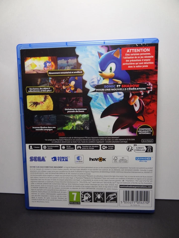 SONIC X SHADOW GENERATIONS - DAY ONE EDITION PS5 FR OCCASION (GAME IN ENGLISH/FR, photo 2 sur 5