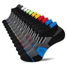 Mens Low Cut Ankle Socks, Moisture Wicking Cotton Casual Short 9-12 Multicolor