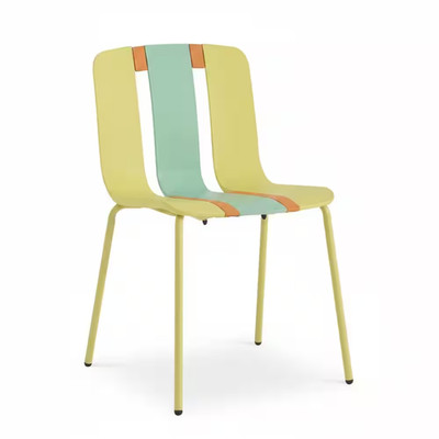 4-Pack Outdoor Color Block Chairs, PP Plastic Seat for Patio Garden