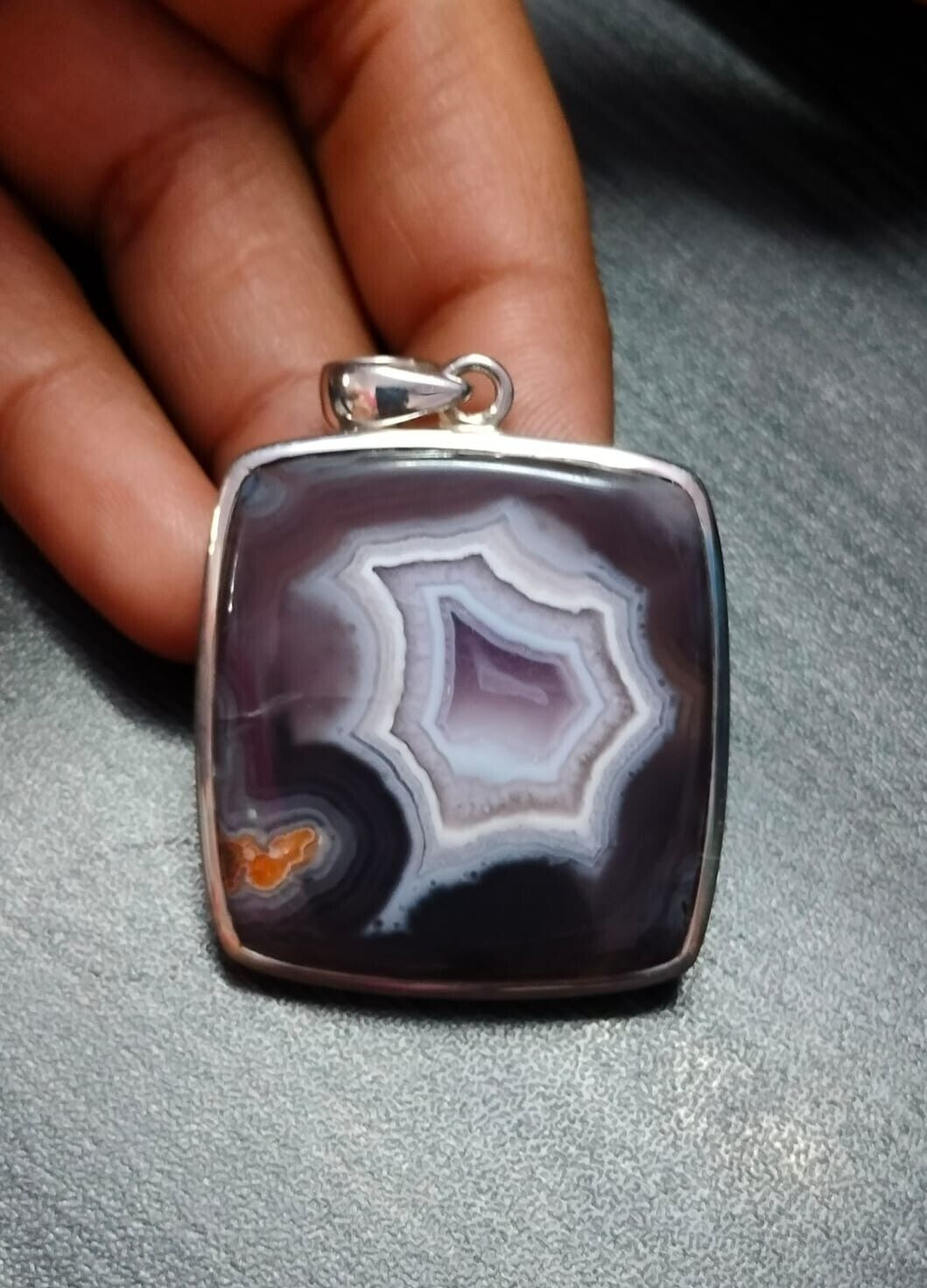 Púrpura Pasión Ágata Piedras Preciosas Hecho a Mano 925 Plata Regalo...