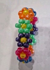 Kandi Flower Rainbow Pearlescent Bracelet Cuff Pony Beads Kidcore Rave EDM