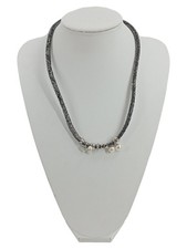 GEMINI Halskette mit Anhänger Damen Grau Elegant Vintage Perlen Metall 60cm