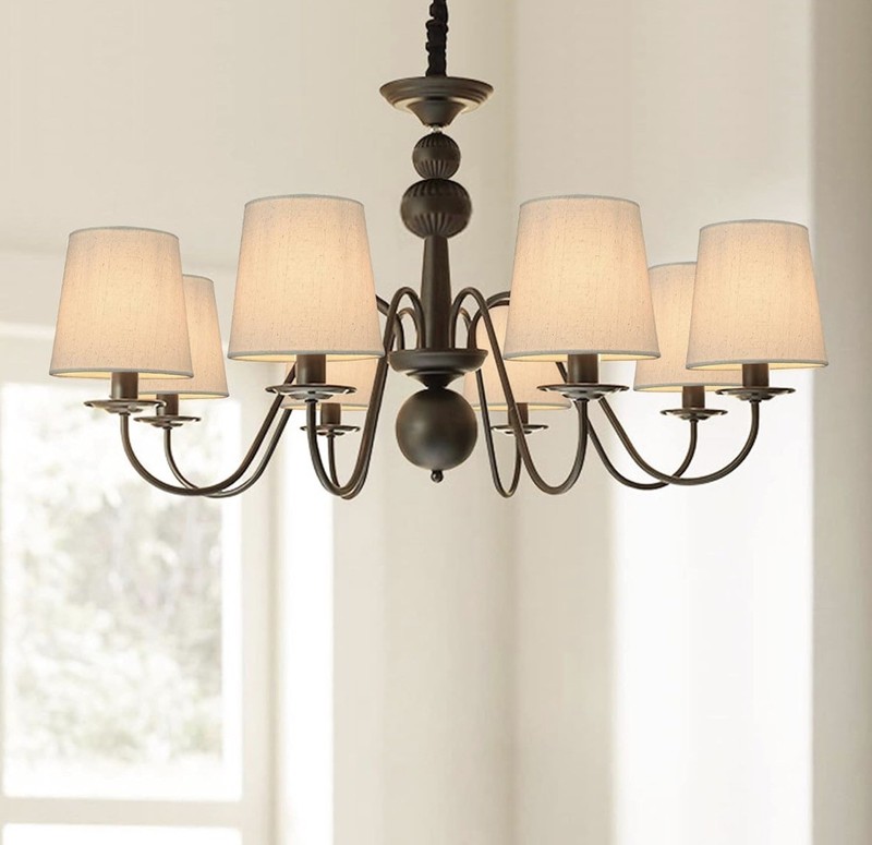 LAMPWELL VALO Clip on Chandelier Fabric Lamp Shades  Set of 6  for Candle Bulbs 