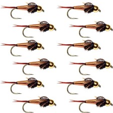 Bead Head Copper John Nymph Fly Fishing Flies - Set of 12 Flies Hook Size 14 ...