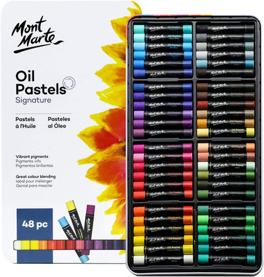 Oil Pastels in Tin Box Signature 48Pc, 48 Assorted Colors, Vibrant Oil Pastel Se