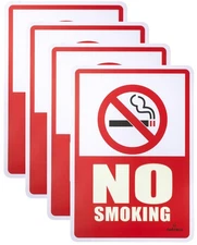 No Smoking Sign, Self-Adhesive, Glow-In-The-Dark (Pack of 4) 10 X 7 Inches, L...