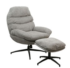 Poltrona TV SONDY con sgabello in metallo e tessuto girevole, LAP 78x99x93 cm