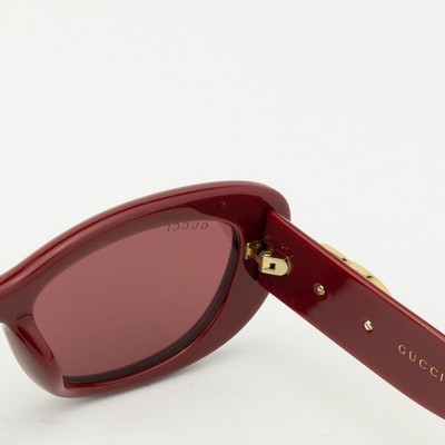 Sale! New Gucci 56mm Red and Burgundy Women\'s Sunglasses! Gucci Gg1828s Women Red Round Sunglasses – Otticanet main image 4