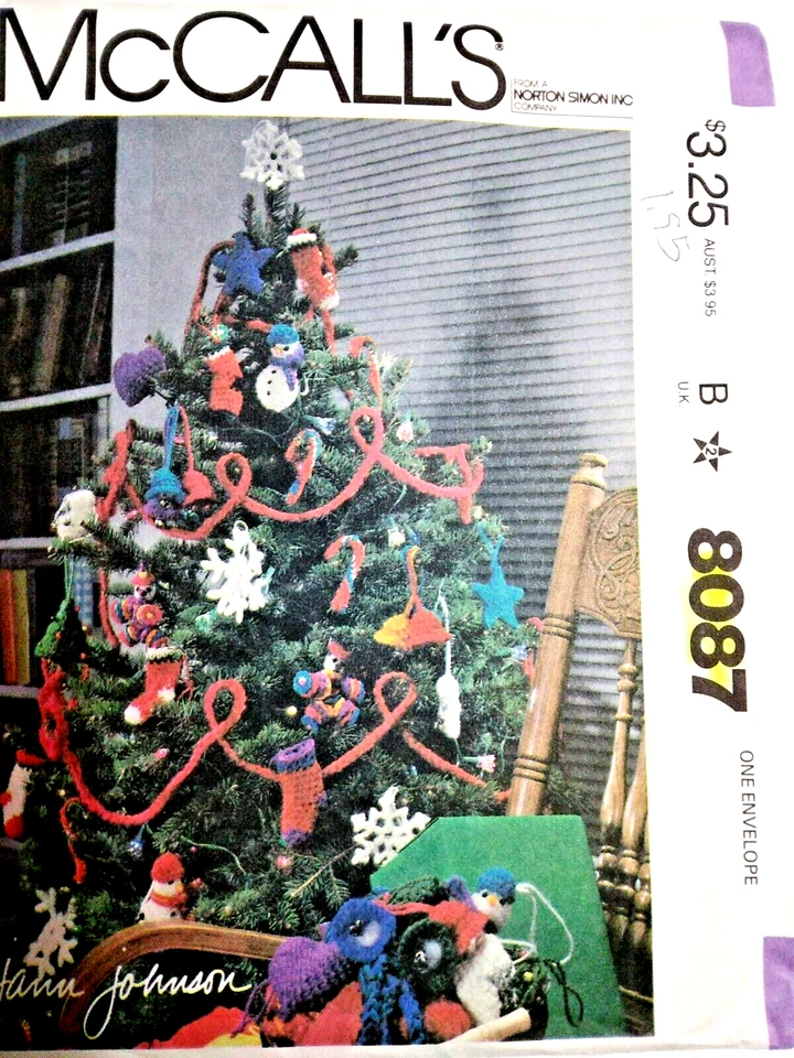 McCall's 8087 Tree Ornaments Christmas Crafts Crochet Pattern Stockings Tree VTG - Image 2 of 4