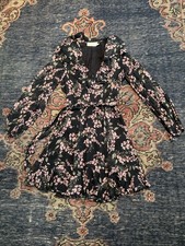 Zimmermann Black Floral Viscose Fleeting Founce Dress. XS. Excellent Condition
