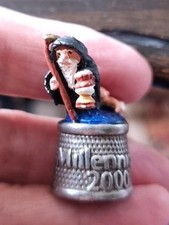 English Pewter Thimble MILLENNIUM OLD FATHER TIME & BABY Warwick Stephen Frost 