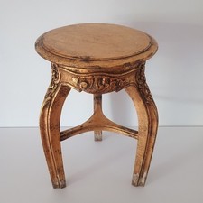 Alzatina Piedistallo Sgabello rotondo in legno massello foglia oro stile Barocco