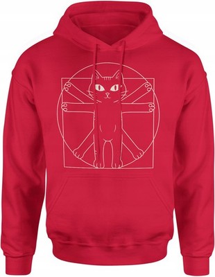 Herren Hoodie Katzenmotiv Leonardo, Rot