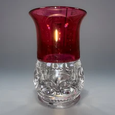 Vintage /  Kings Crown / Ruby flash Juice Glass / Thumbprint / Tiffin / Used