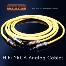 Preffair X412 OFC Silver Plated RCA Analog Interconnects Cables Audio Vide Wire