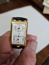 Vintage Gold Tone Dual Time Double Face Women...