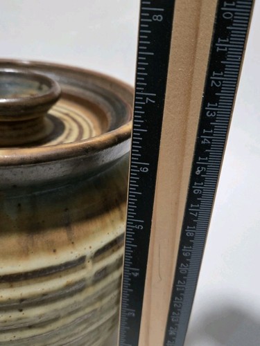 Barattolo ceramica firmato Eckels Art Studio biscotti caramelle con coperchio Wisconsin fatto a mano - Foto 8 di 8