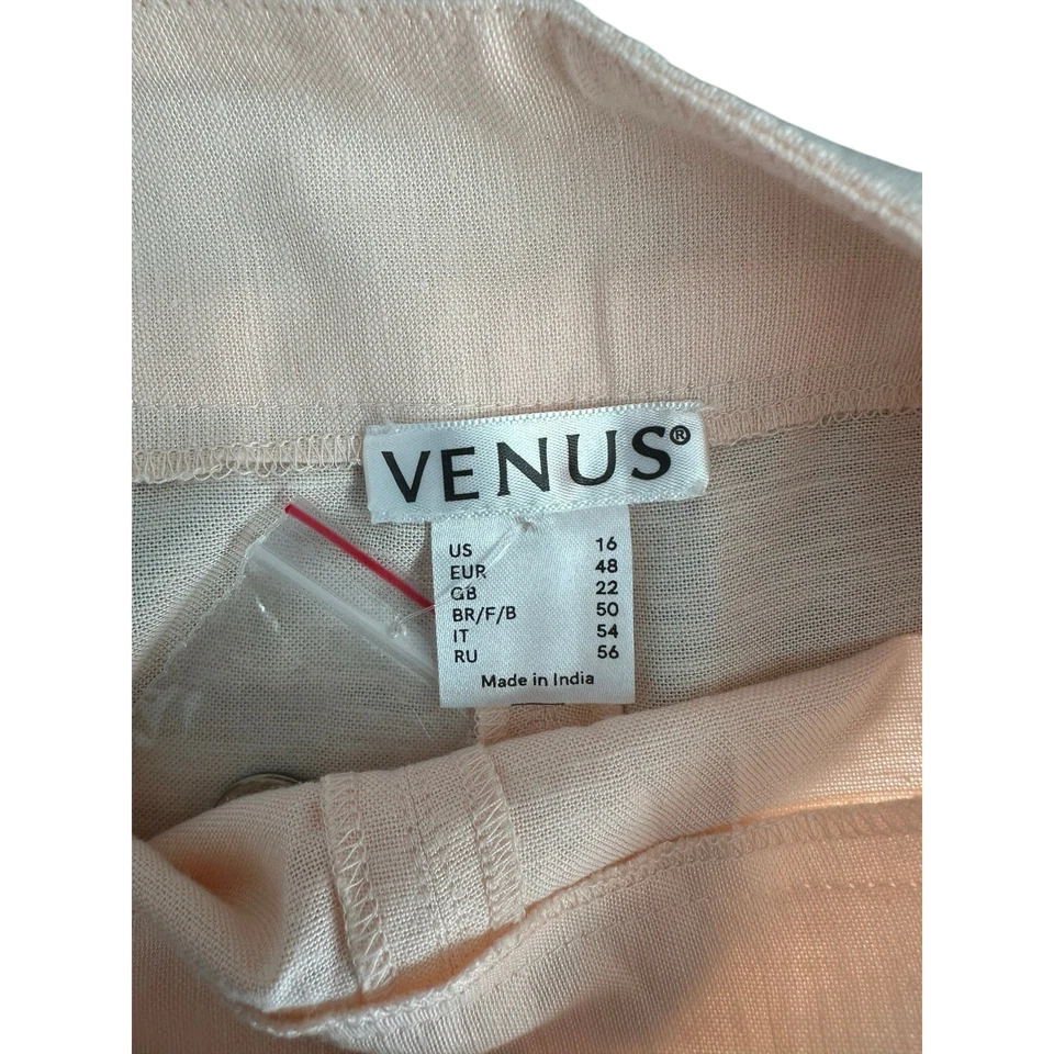 Venus Shorts 16 Plus Pink Buttons Linen Blend Front High Waisted Sailor Shorts  - Image 2 of 4