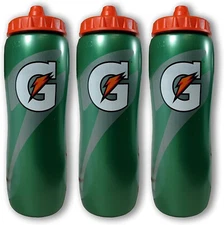 Gatorade 32 Ounce Contour Style Squeeze Water Bottle, 3 Pack