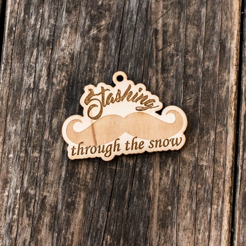 Ornament - Stashing Through the Snow - Raw Wood 2x3in - Picture 3 of 3
