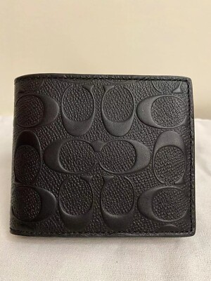 NWT Coach F75371 Men Compact ID 3 in 1 Wallet Bifold Embossed