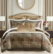 Croscill Galleria 4 Piece Brown Comforter Set Queen/Brown New