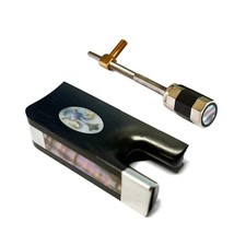 4/4 Cello Bow Ebony Frog Inlaid Silver Fitting Frog Button Flower Style