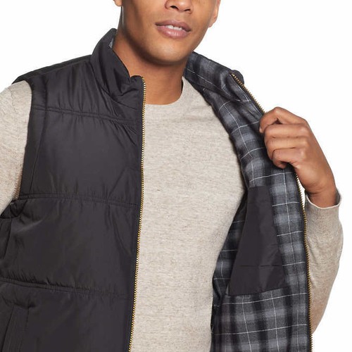 NWT Men's Weatherproof Vintage Medium Flannel Lined Puffer Vest Black