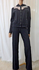 NWT HALE BOB sz MED Bust38 100 COTTON BLK WHT EMBROIDERED SWEATS TRACKSUIT