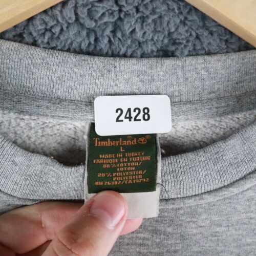 Timberland Hombres Sudadera Jersey Gris Grande Pullover Informal Deportes - Imagen 9 de 9