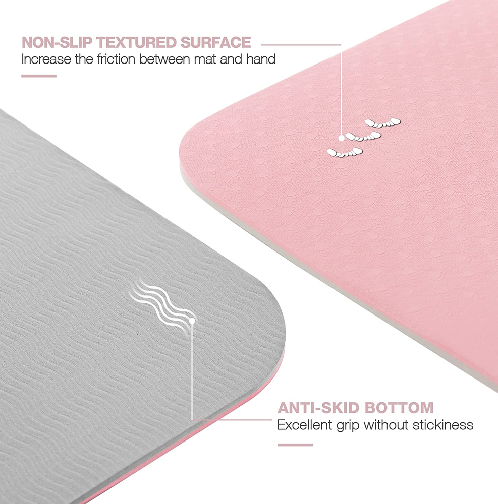 Non-Slip Eco-Friendly 1/4" Thick Anti-Tear Yoga Mat for Pilates and Fitness