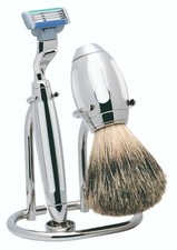 Shaving Set ERBE SOLINGEN Germany Shaving Brush Badger Hair Razor METAL glossy