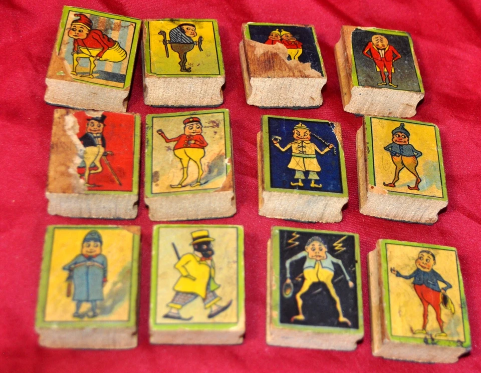 ANTIGUO 1895 #3 JUEGO COMPLETO DE 12 SELLOS DE FIGURAS BROWNIE PALMER COX, MANUALIDADES, EXHIBICIÓN Foto 2 de 4