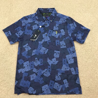 William Murray Golf Polo Shirt Mens Small All Over Print Blue
