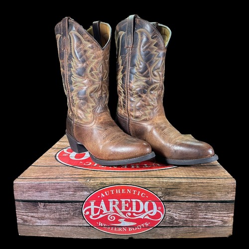 Herren Cowboystiefel Laredo Birchwood Runde Spitze Braun Freizeit 68452 Größe 8 EW