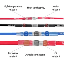 Wire Solder Connector 100PCS Sleeve Heat Shrink Butt Waterproof AWG 1026 Splice