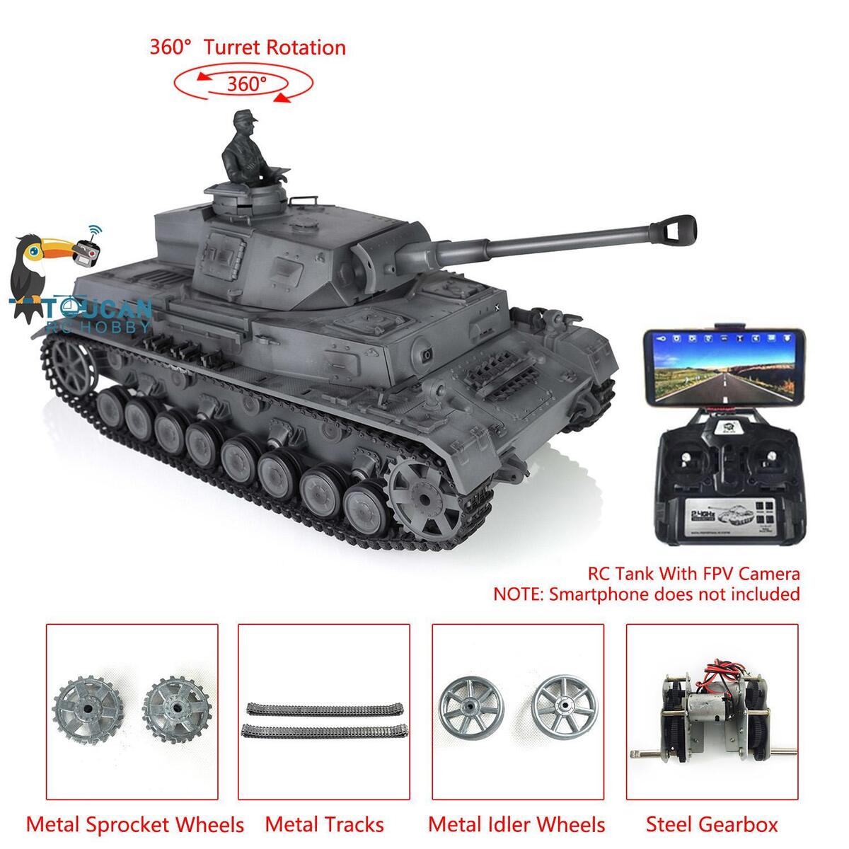 Henglong 7.0 1/16 Upgraded FPV Model Panzer IV F2 RTR RC