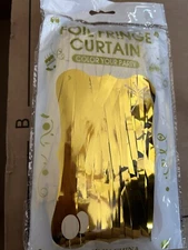 Foil Fringe Curtains-2mm- 9 Packs- All Gold