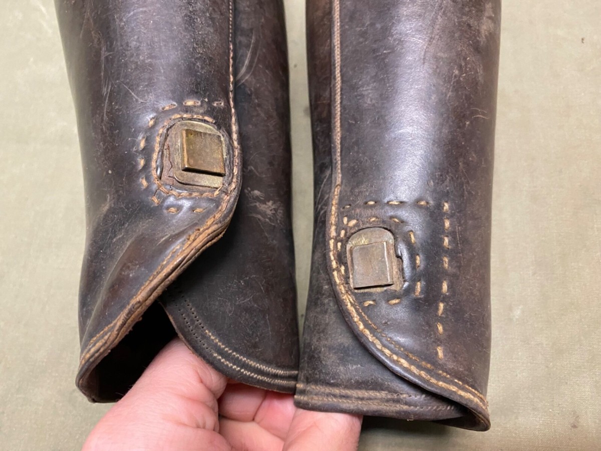 ORIGINAL WWI US ARMY OFFICER & NCO M1917 LEATHER FIELD LEGGINGS