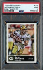 2010 Topps Magic Aaron Rodgers Mini Pigskin Card #218 Graded PSA 9 MINT Leather