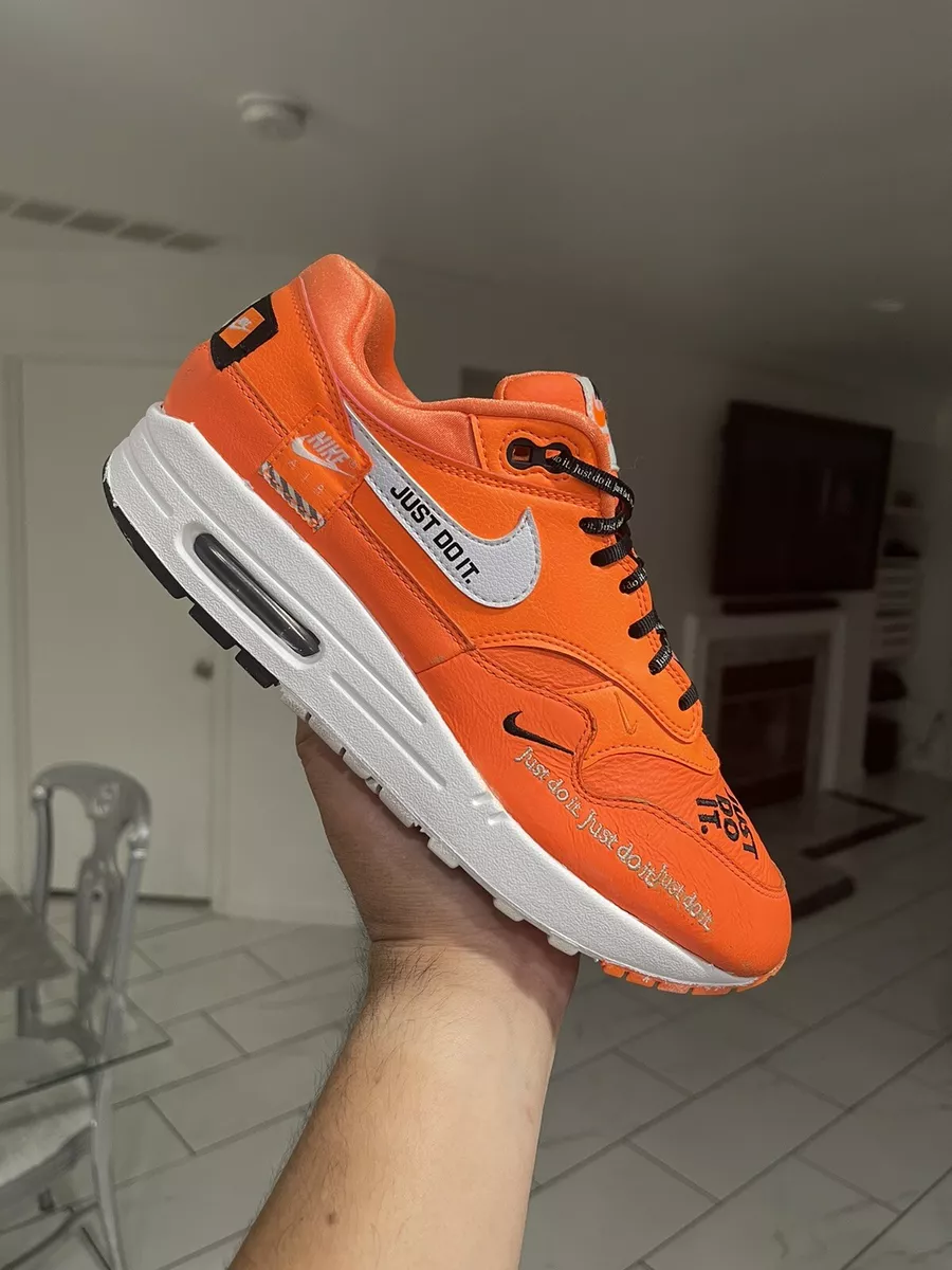 NIKE AIR MAX 1 LX JUST DO IT TOTAL ORANGE/WHITE-BLACK 917691-800 US Women 9.5
